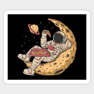 Astronaut Relaxing on Moon with Pizza Slice Sticker